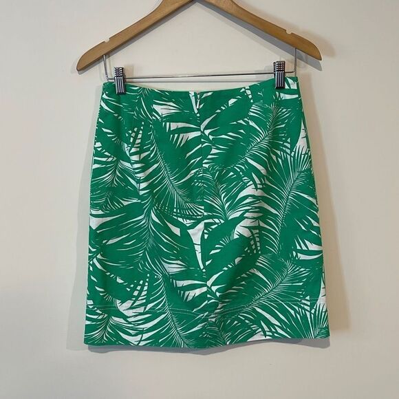 Talbots Womens Pencil Mini Skirt Green Palm Print Green Size 2‎ - Picture 3 of 9